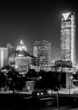 The Oklahoma City Skyline at Night black and white Pictures Vertical The Oklahoma City Skyline at Night black and white Pictures