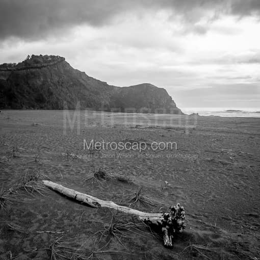 Matte Black MDF Framed Black and White Oregon Coast Photograph: The Samuel H Boardman State Park in a Square Matte Black MDF Frame