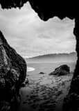 Small Cave Along Oregon Coast Black and White Vertical Small Cave Along Oregon Coast black and white