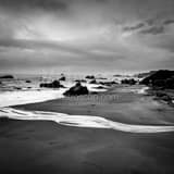 Small Stream Reaches Pacific Ocean Black and White Square Small Stream Reaches Pacific Ocean black and white