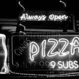 Ginos Pizza And Subs Black and White Square Ginos Pizza And Subs black and white