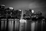 Orlando Skyline Lake Eola Black and White Horizontal Orlando Skyline Lake Eola black and white