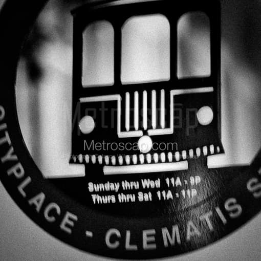 Matte Black MDF Framed Black and White Palm Beach Photograph: The West Palm Trolly in a Square Matte Black MDF Frame