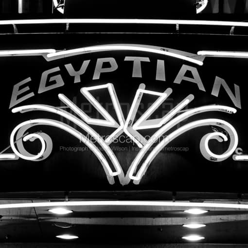 Matte Black MDF Framed Black and White Park City Photograph: The Egyptian Theater in Park City in a Square Matte Black MDF Frame