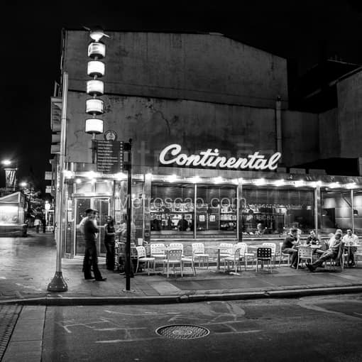 Matte Black MDF Framed Black and White Philadelphia Photograph: The Continental Martini Bar on Market Street in a Square Matte Black MDF Frame