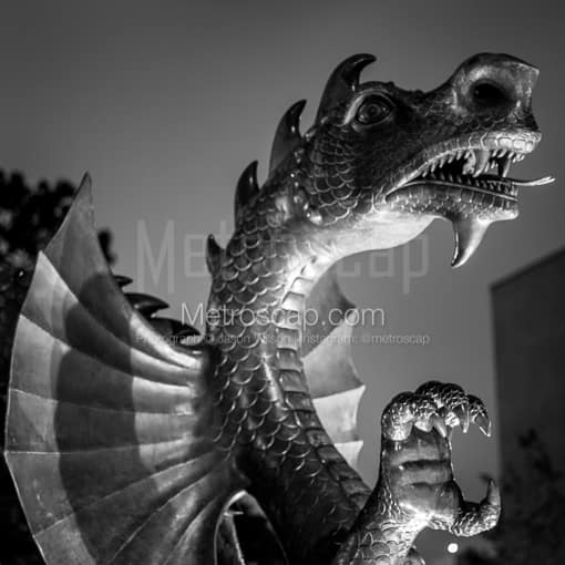 Matte Black MDF Framed Black and White Philadelphia Photograph: The Drexel Dragon. in a Square Matte Black MDF Frame