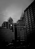 Foggy Philadelphia Cityscape Black and White Vertical Foggy Philadelphia Cityscape black and white