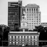 Independence Hall Penn Mutual Building Black and White Square Independence Hall Penn Mutual Building black and white