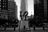 Love Sculpture At Dusk Black and White Horizontal Love Sculpture At Dusk black and white