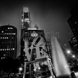 Love Sculpture With Comcast Tower Black and White Square Love Sculpture With Comcast Tower black and white