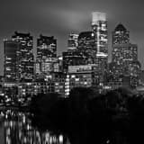 Philadelphia City Skyline Black and White Square Philadelphia City Skyline black and white