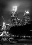 Philadelphia Skyline From Art Museum Black and White Vertical Philadelphia Skyline From Art Museum black and white