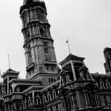 Philly City Hall Black and White Square Philly City Hall black and white