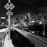 Philly Skyline Over I76 Black and White Square Philly Skyline Over I76 black and white
