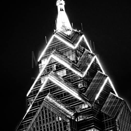 Matte Black MDF Framed Black and White Philadelphia Photograph: The Top of One Liberty Place in a Square Matte Black MDF Frame