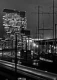 Train Entering 30th Street Station Black and White Vertical Train Entering 30th Street Station black and white