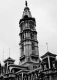 William Penn Statue On City Hall Building Black and White Vertical William Penn Statue On City Hall Building black and white