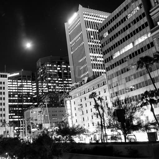 Matte Black MDF Framed Black and White Phoenix Photograph: The US Bank Building in Downtown Phoenix in a Square Matte Black MDF Frame