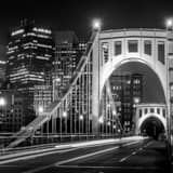 6th Street Roberto Clemente Bridge Black and White Square 6th Street Roberto Clemente Bridge black and white