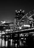 Fort Pitt Bridge Pittsburgh Skyline Over Monongahela River Black and White Vertical Fort Pitt Bridge Pittsburgh Skyline Over Monongahela River black and white