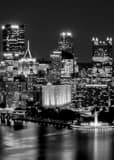 Golden Triangle Pittsburgh Skyline Black and White Vertical Golden Triangle Pittsburgh Skyline black and white