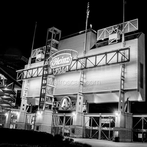 Matte Black MDF Framed Black and White Pittsburgh Photograph: Heinz Field Home of the Pittsburgh Steelers in a Square Matte Black MDF Frame