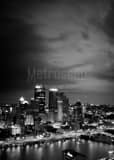 Pittsburgh Skyline Along Monongahela River Black and White Vertical Pittsburgh Skyline Along Monongahela River black and white