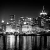 Pittsburgh Skyline From Northshore Black and White Square Pittsburgh Skyline From Northshore black and white