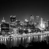 Pittsburgh Skyline Grandview Ave Mt Washington Black and White Square Pittsburgh Skyline Grandview Ave Mt Washington black and white