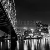 Pittsburgh Skyline Under Fort Pitt Bridge Black and White Square Pittsburgh Skyline Under Fort Pitt Bridge black and white