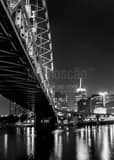 Pittsburgh Skyline Under Fort Pitt Bridge Black and White Vertical Pittsburgh Skyline Under Fort Pitt Bridge black and white