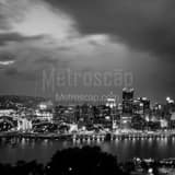 Rainfall Over Pittsburgh Skyline Black and White Square Rainfall Over Pittsburgh Skyline black and white