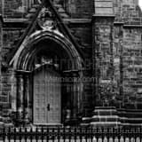 Red Door Trinity Cathedral Black and White Square Red Door Trinity Cathedral black and white