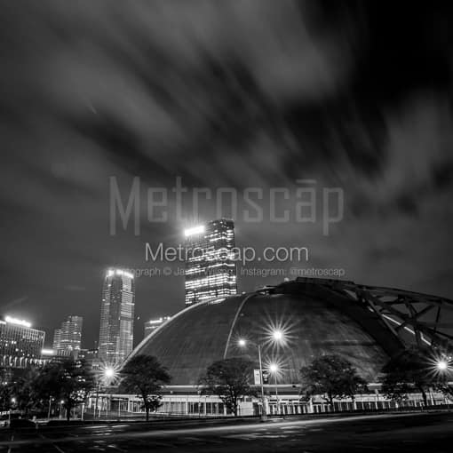 Matte Black MDF Framed Black and White Pittsburgh Photograph: The Igloo in a Square Matte Black MDF Frame
