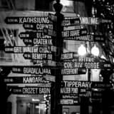 Mileage Post Pioneer Square Black and White Square Mileage Post Pioneer Square black and white