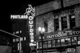 Portland Outdoor Store Neon Sign Black and White Horizontal Portland Outdoor Store Neon Sign black and white