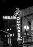 Portland Outdoor Store Neon Sign Black and White Vertical Portland Outdoor Store Neon Sign black and white