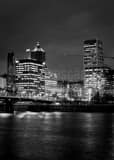 Portland Skyline Eastbank Esplande Black and White Vertical Portland Skyline Eastbank Esplande black and white