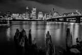 Portland Skyline Willamette River Black and White Horizontal Portland Skyline Willamette River black and white