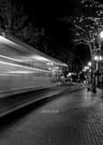 Streetcar On Yamhill Black and White Vertical Streetcar On Yamhill black and white
