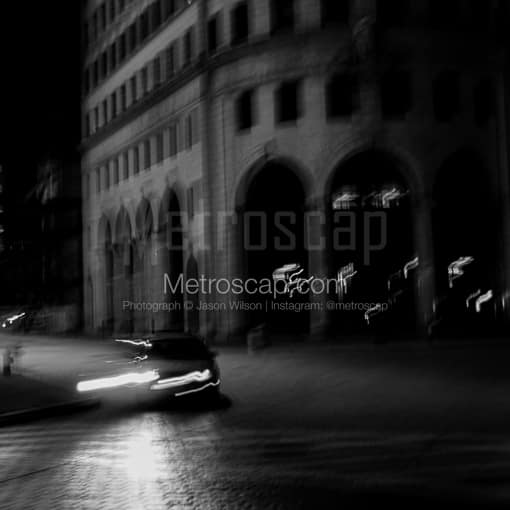 Matte Black MDF Framed Black and White Providence Photograph: Weybosset and Westminster in Downtown Providence in a Square Matte Black MDF Frame