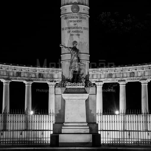 Matte Black MDF Framed Black and White Richmond Photograph: Jefferson Davis Monument in a Square Matte Black MDF Frame