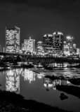 Richmond Virginia Skyline Over James River Black and White Vertical Richmond Virginia Skyline Over James River black and white
