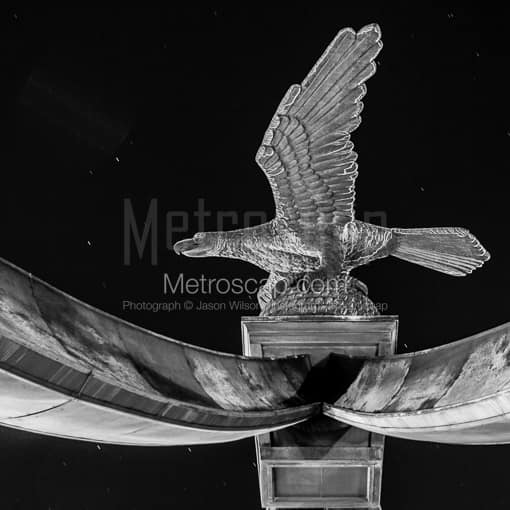 Matte Black MDF Framed Black and White Salt Lake City Photograph: Eagle Gate over State Street in a Square Matte Black MDF Frame