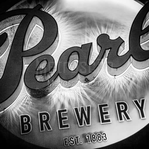 Matte Black MDF Framed Black and White San Antonio Photograph: The Pearl Brewery in a Square Matte Black MDF Frame