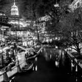 River Walk Black and White Square River Walk black and white