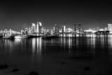 San Diego Skyline From Coronado Ferry Black and White Horizontal San Diego Skyline From Coronado Ferry black and white