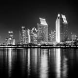 San Diego Skyline From Coronado Island Black and White Square San Diego Skyline From Coronado Island black and white