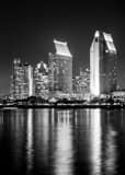 San Diego Skyline From Coronado Island Black and White Vertical San Diego Skyline From Coronado Island black and white