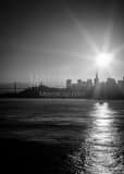 Bay Bridge San Francisco Skyline At Dawn Black and White Vertical Bay Bridge San Francisco Skyline At Dawn black and white